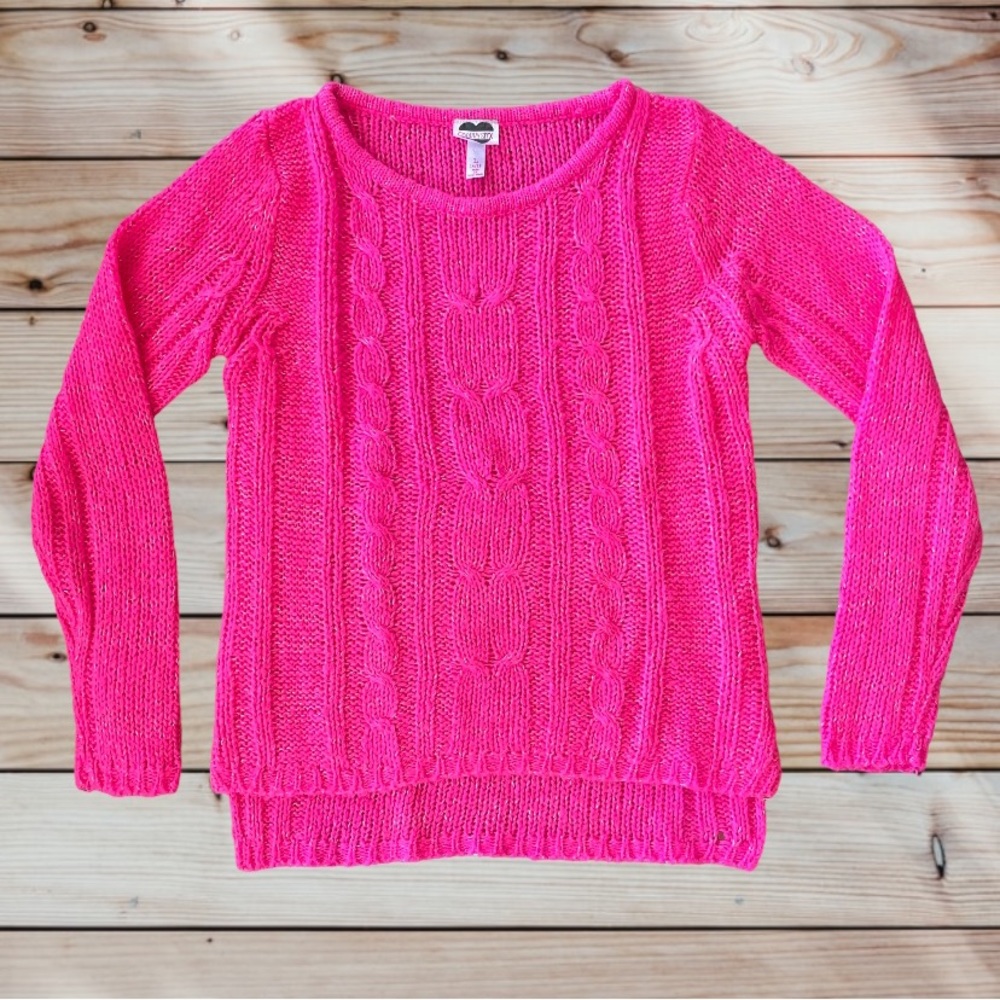 CHERRYSTYX Neon Pink Cable Knit w/ Silver Shimmer Thread